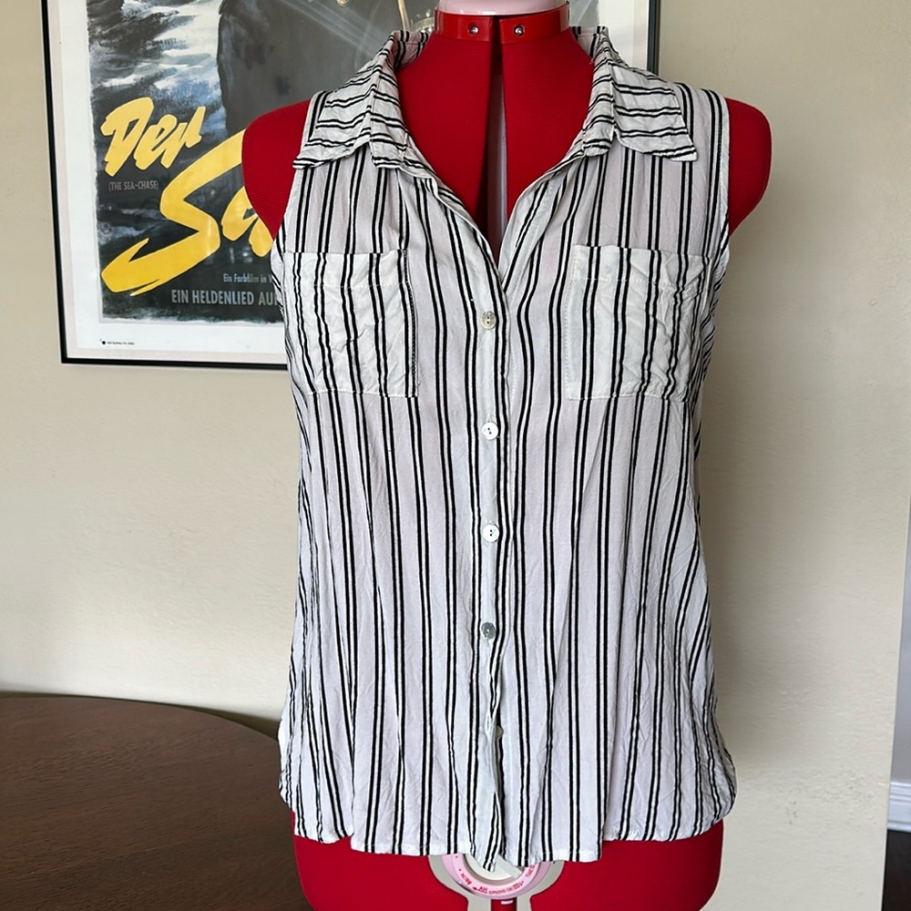Striped Button Down Collared Tank
